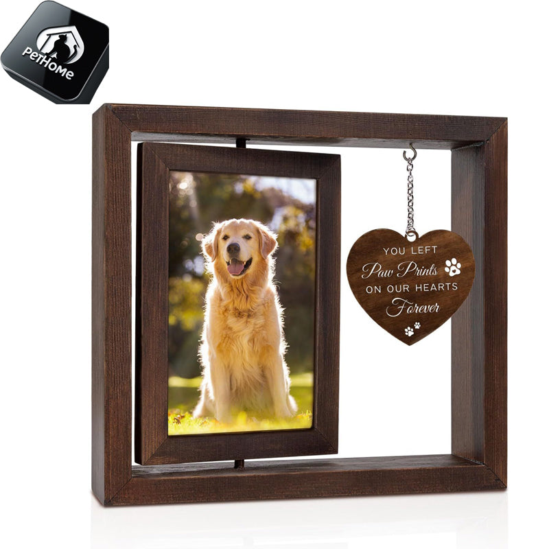 Wooden pet commemorative rotating photo frame