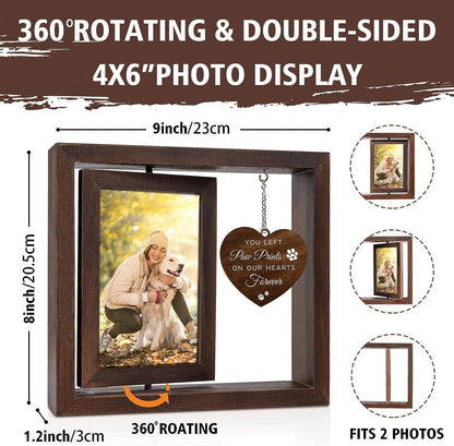 Wooden pet commemorative rotating photo frame