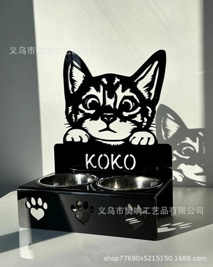 Personalized dog/cat food bowl holder